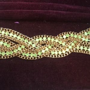 NEW BCBG green & gold metal braided belt